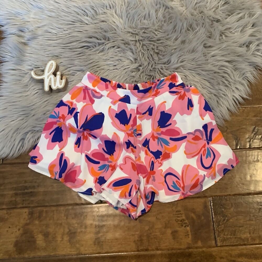 Adrienne Swingstyle Shorts Skort Lined Aloha Colorful Flow Pull On Size Small